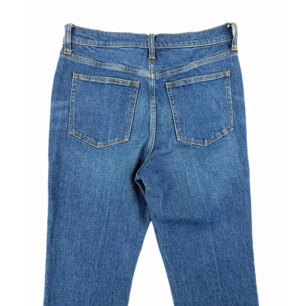 J. Crew Dark Wash Essential Straight Leg High Rise Slim Fit Stretch Denim Jeans
